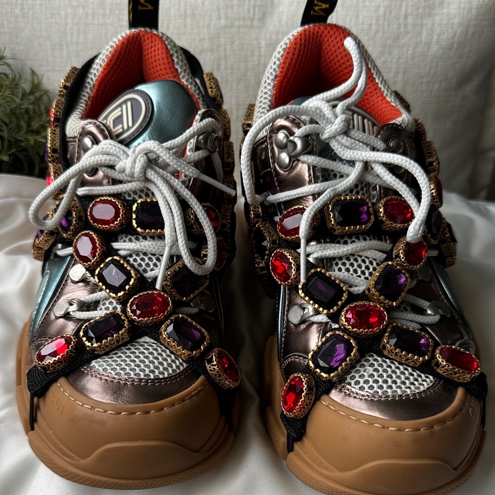 Gucci Multicolor Gem-Embellished Sneakers